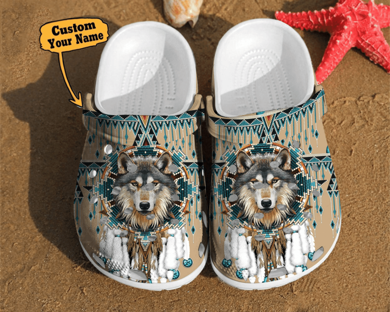 Wolf Native American Dreamcatcher Gift For Lovers Style clog Shoes Wolf