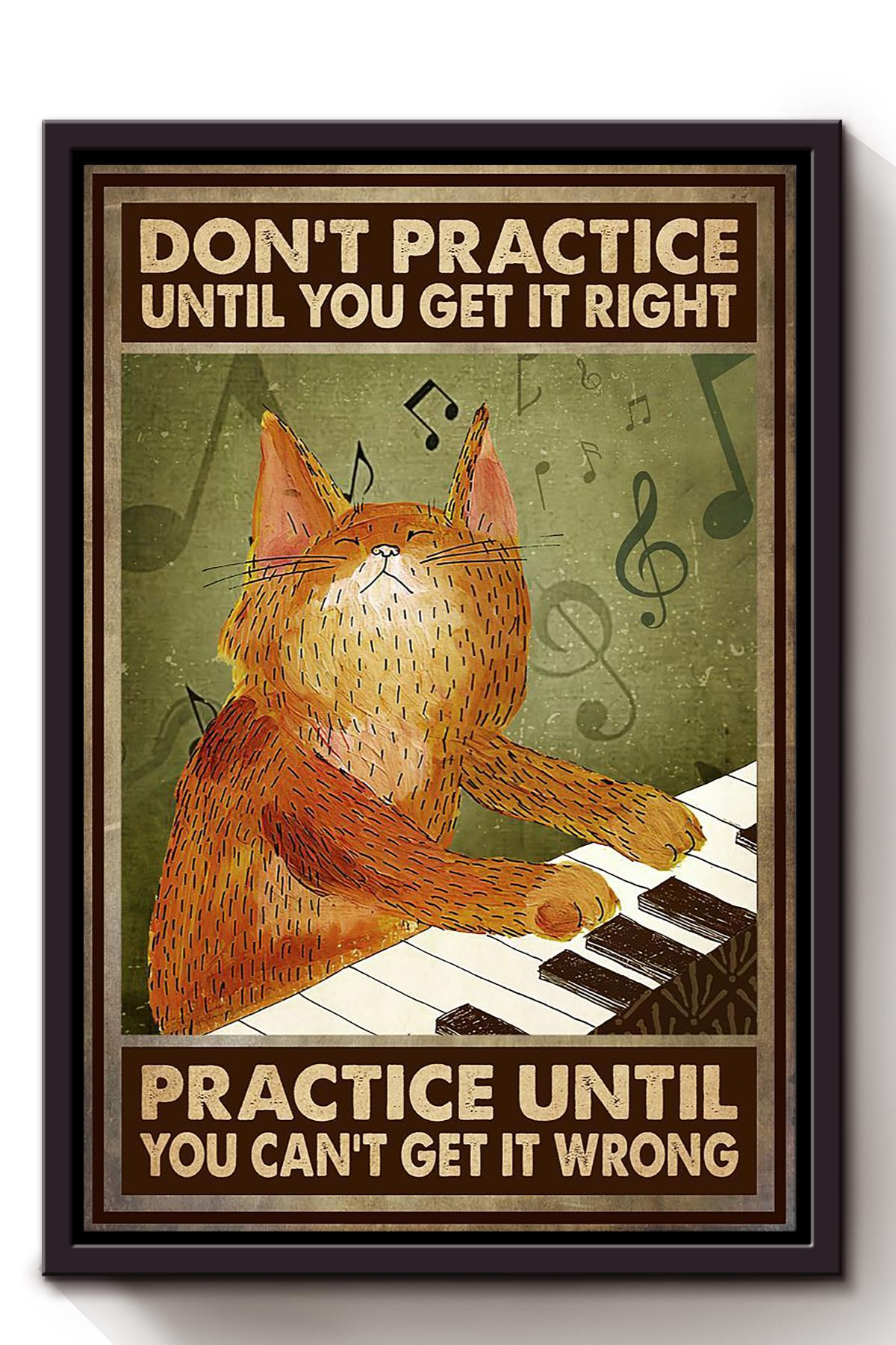 Cat Plays Piano Animal Wall Art Gift For Cat Lover International Cat Day Kitten Foster Framed Canvas