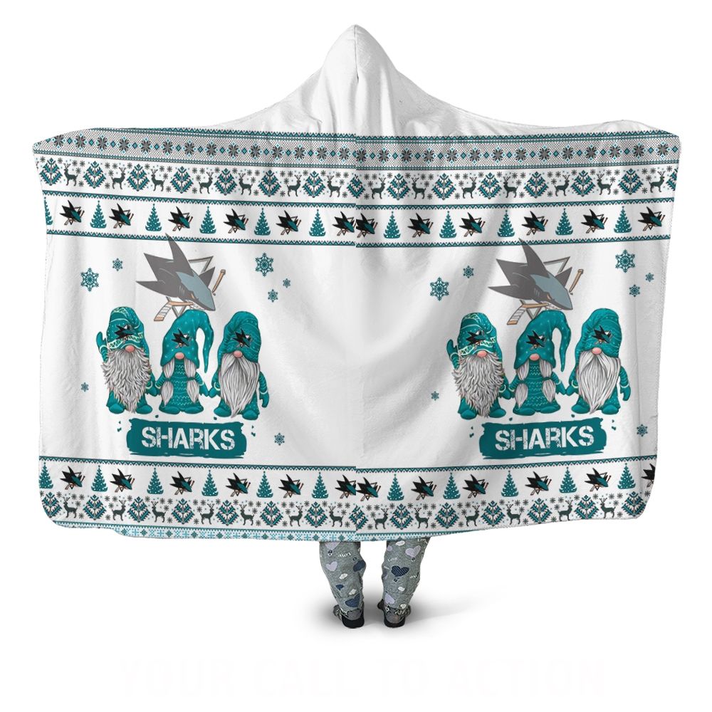 Christmas Gnomes San Jose Sharks Ugly Sweatshirt Christmas 3D Hooded Blanket