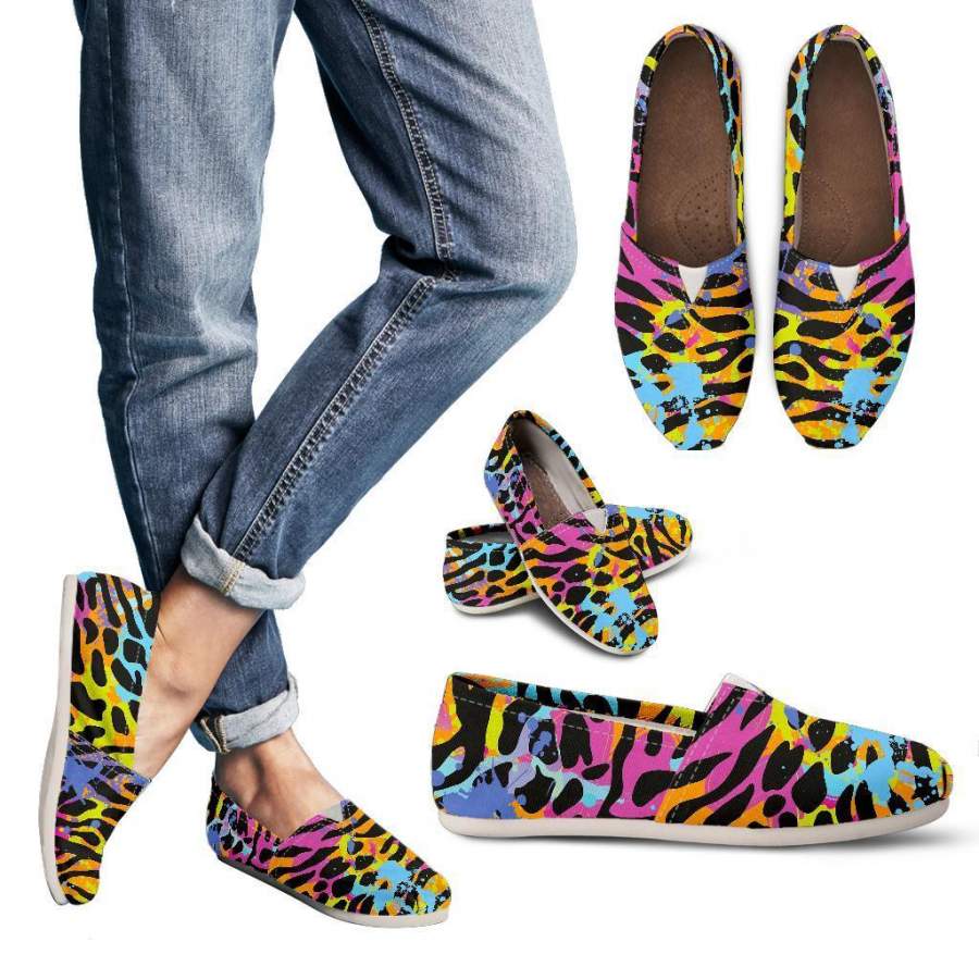 Colorful Zebra Leopard Pattern Print Women’s Casual Shoes