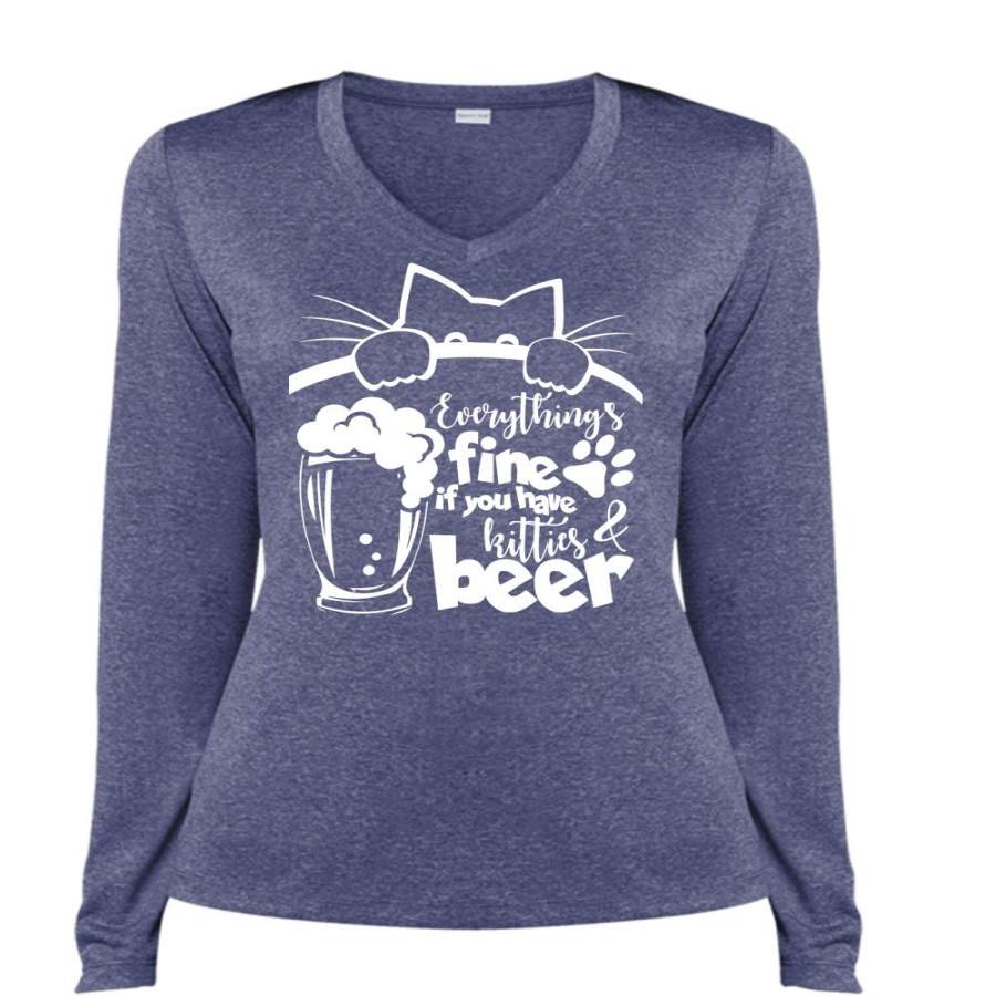 You Have Beer T Shirt, My Favorite T Shirt, Cool Shirt (Ladies LS Heather V-Neck)