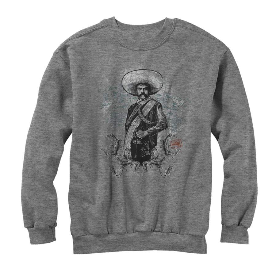 Aztlan Men’s Zapata Quote  Sweatshirt Athletic Heather