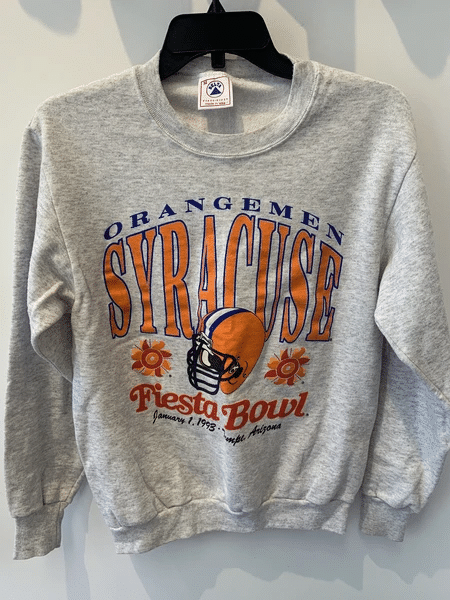 Vintage 1993 Fiesta Bowl Syracuse University Heather Gray F Scholars Cham Shirt