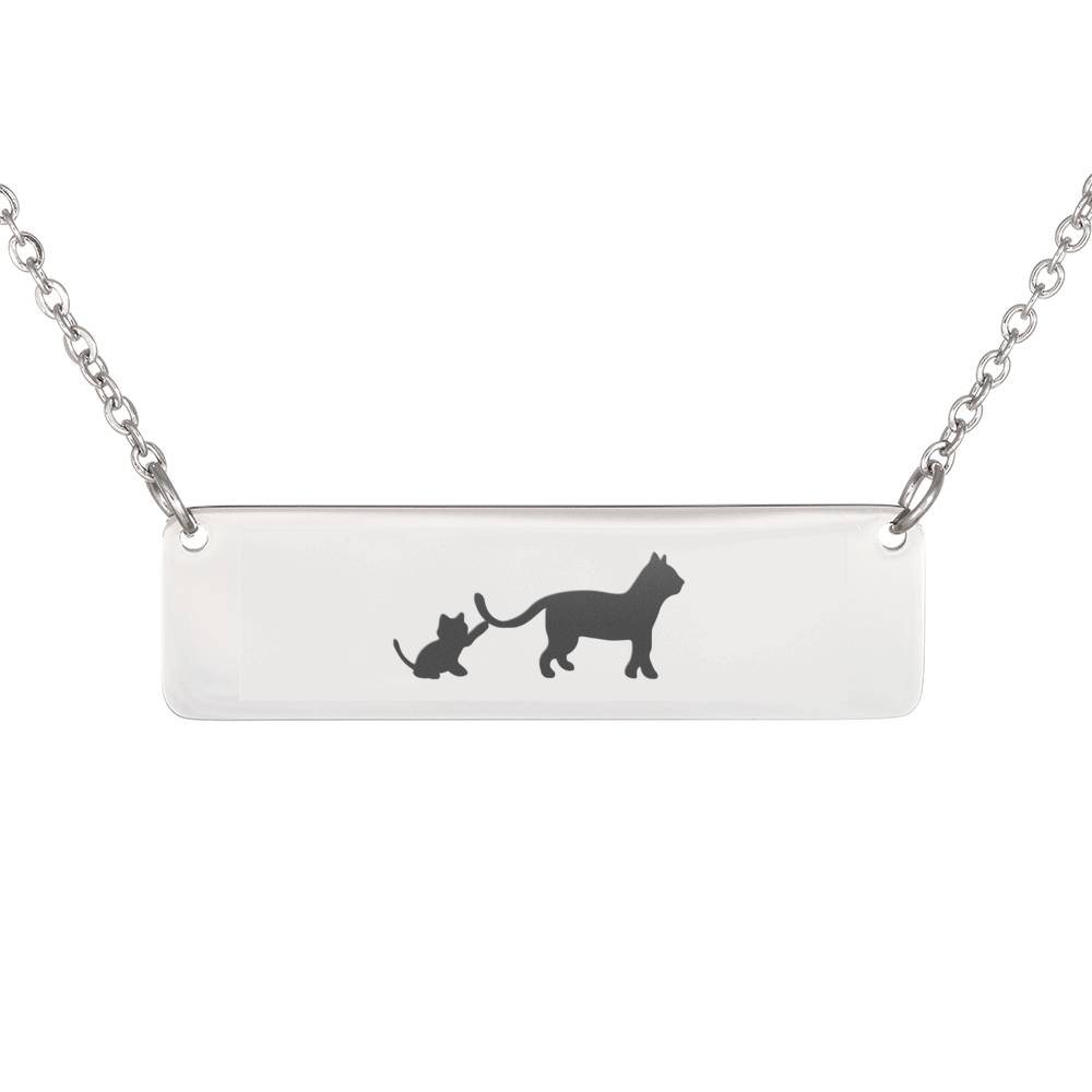 Personalized Mama Cat + 1 Kitten  Bar Necklace