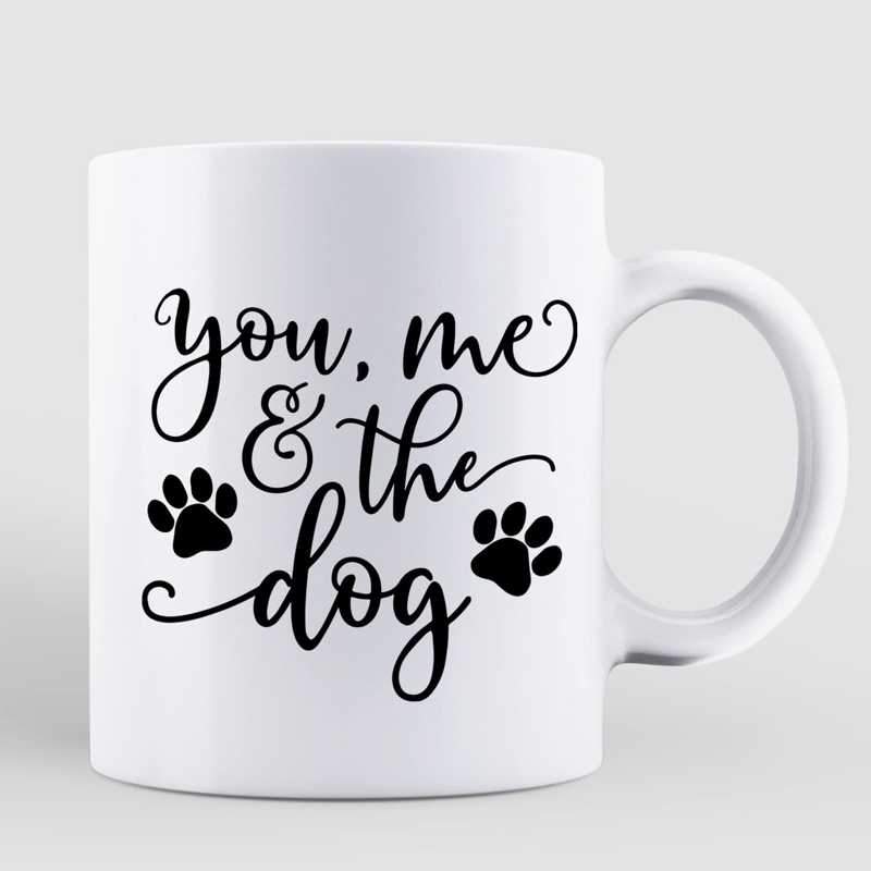 Couple And Dog Sitting Personalized Mug