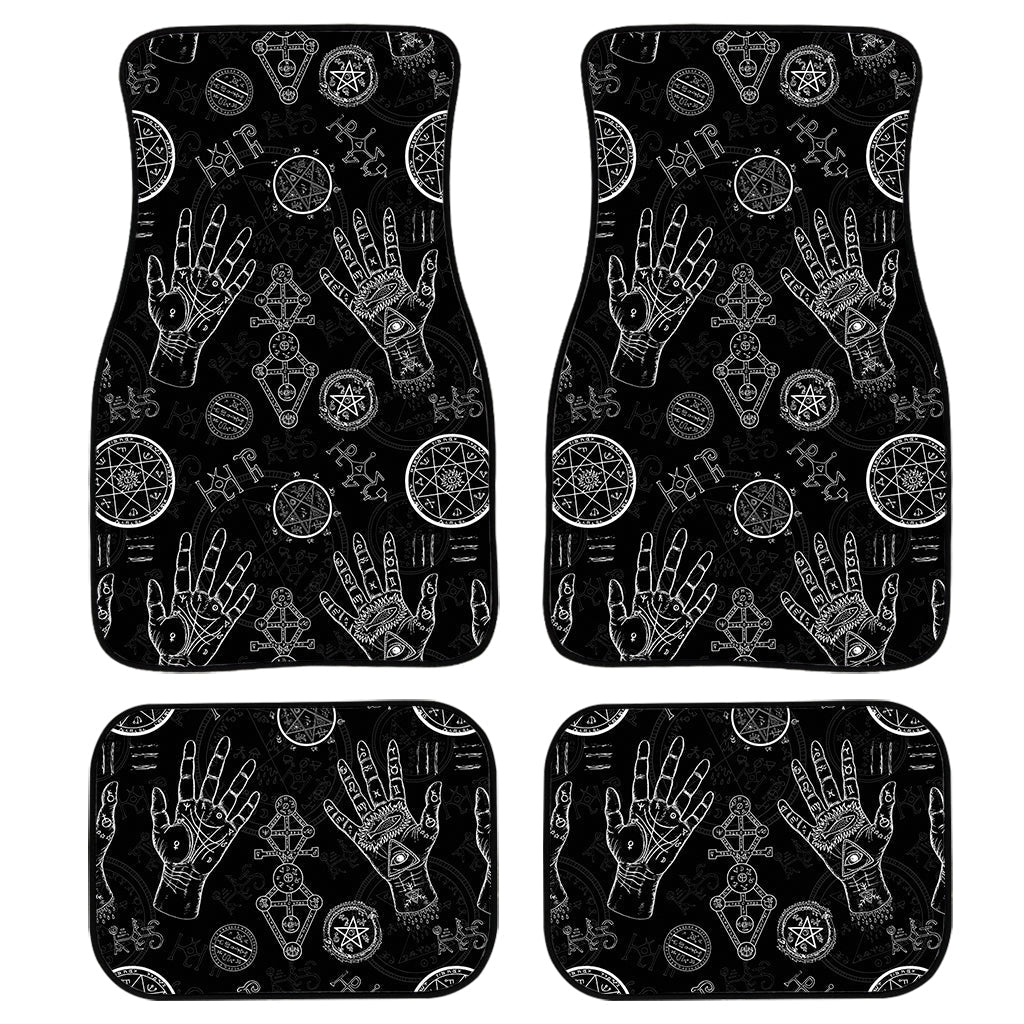 Black And White Wiccan Palmistry Print Front And Back Car Floor Mats, Front Car Mat