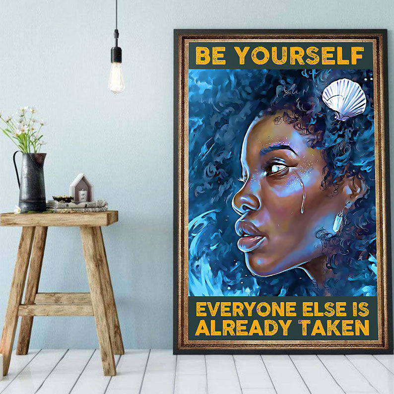 Black African Custom Canvas Retro Afrocentric Poster Art Prints Black Women Black Man Artistic Bedroom Wall Decor