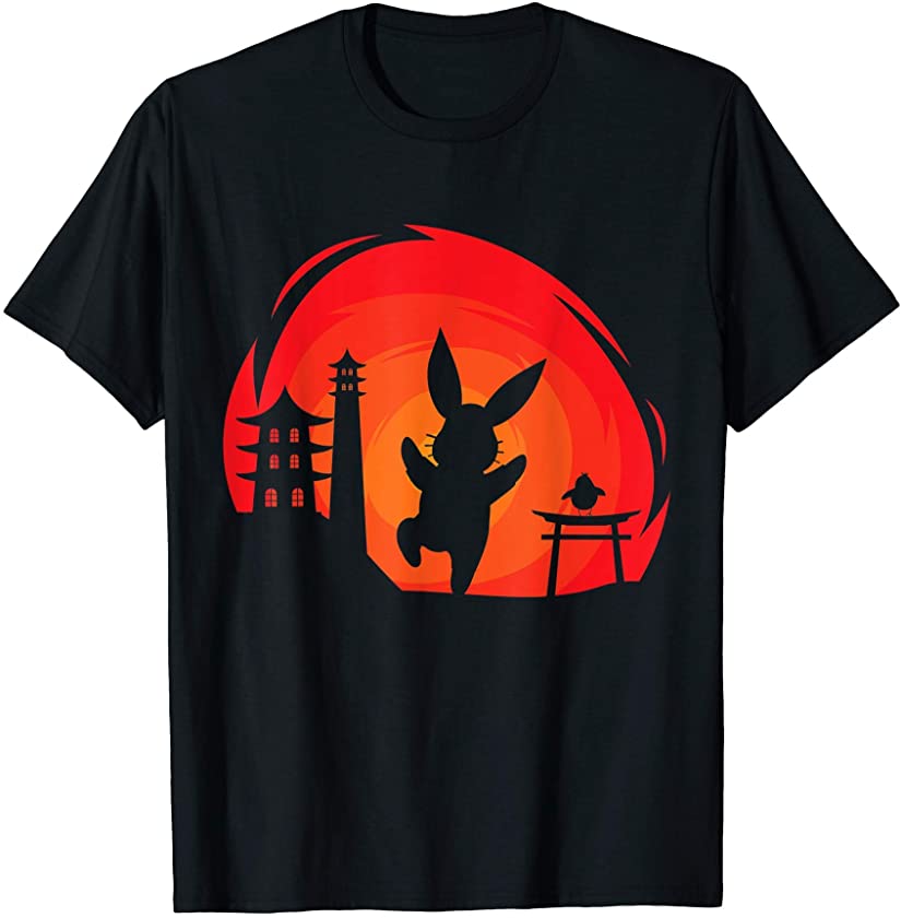 Vintage Retro Easter Bunny Egg Hunt Chick Japanese Anime T-Shirt