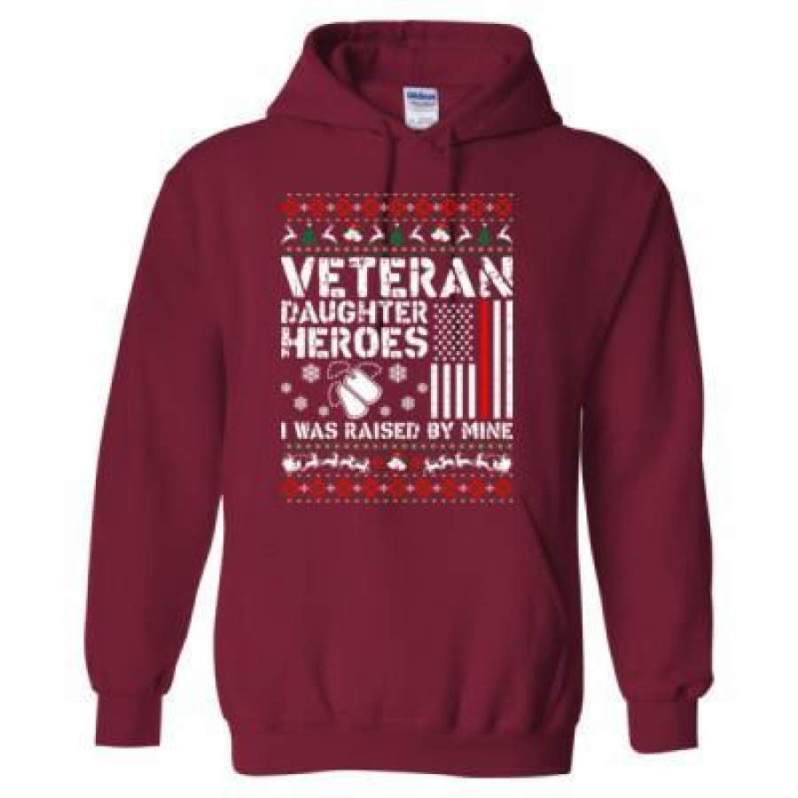 AGR Veteran Daughter Heroes I Was Raised By Mine Christmas Sweater – Heavy Blend™ Hooded Sweatshirt