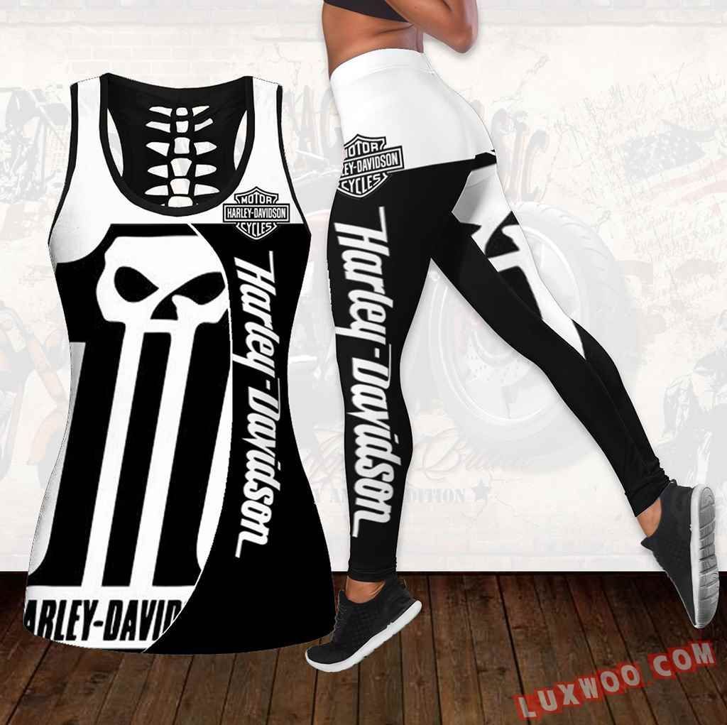 Combo Harley Davidson Hollow Tanktop Legging Set Outfit K1773