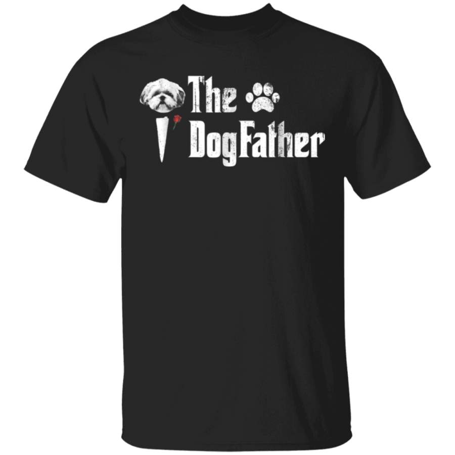 Mens The Dogfather Shih Tzu Dog Dad Tshirt Fathers Day Gift