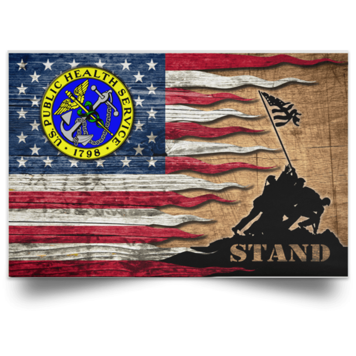 US Army Public Health Service Stand For The Flag Satin Landscape Poster