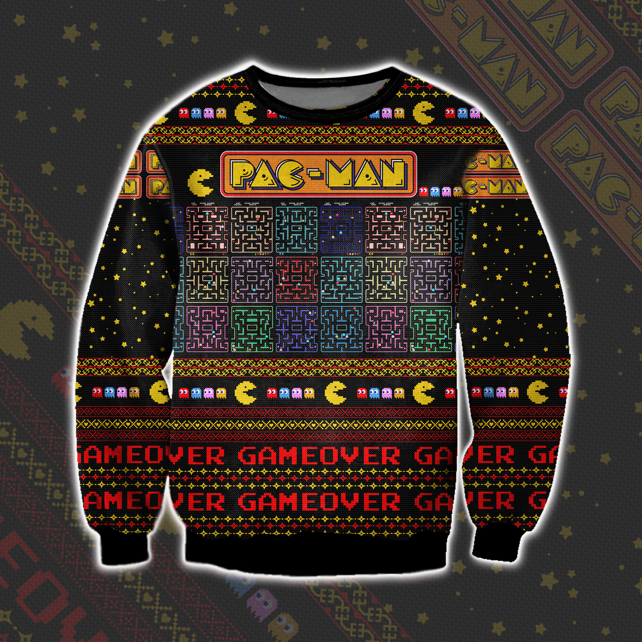 Pac Man Map Ugly Christmas Sweater