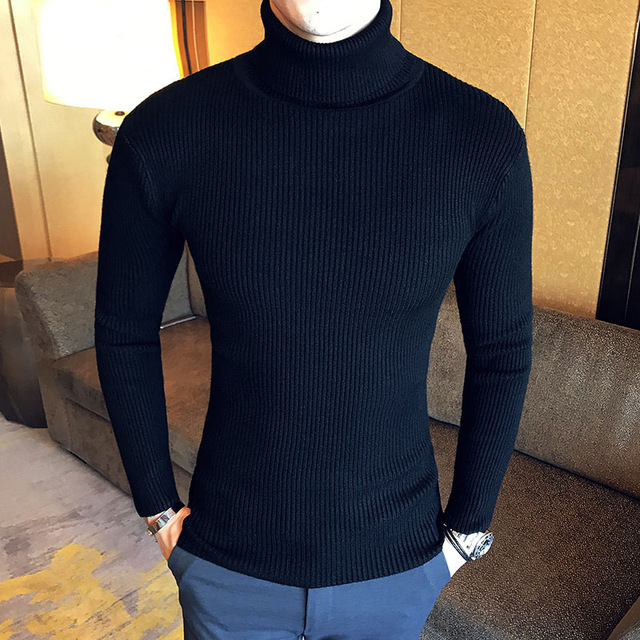 brand Men Turtleneck Sweaters and Pullovers New Fashion Knitted Sweater Winter Men Pullover Homme Wool Casual Solid Clothes alx