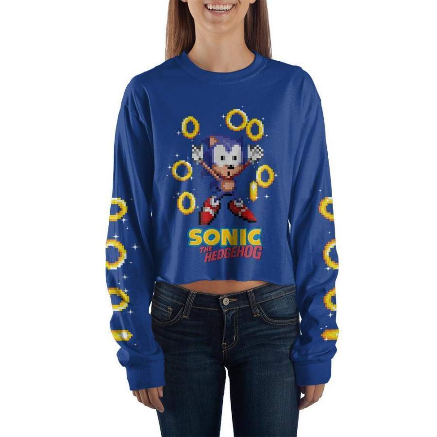 Blue Sonic Crop Top Sonic The Hedgehog Long Sleeve Shirt Sonic THe Hedgehog Apparel