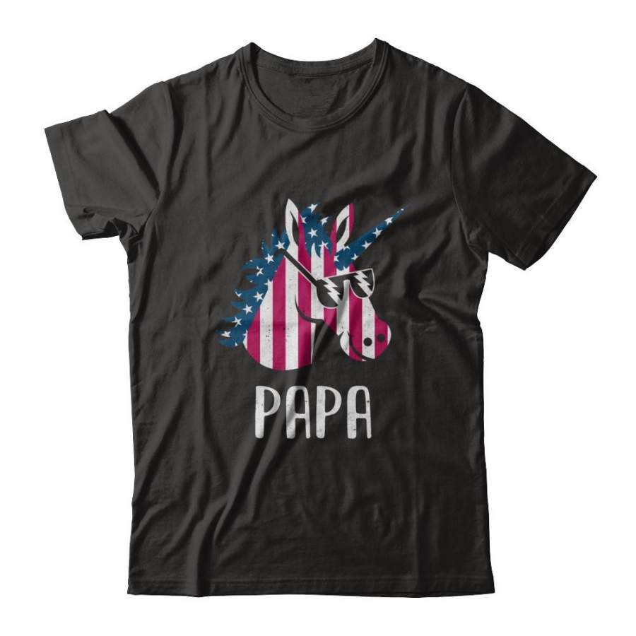 Patriotic Papa Unicorn Americorn 4Th Of July Shirt