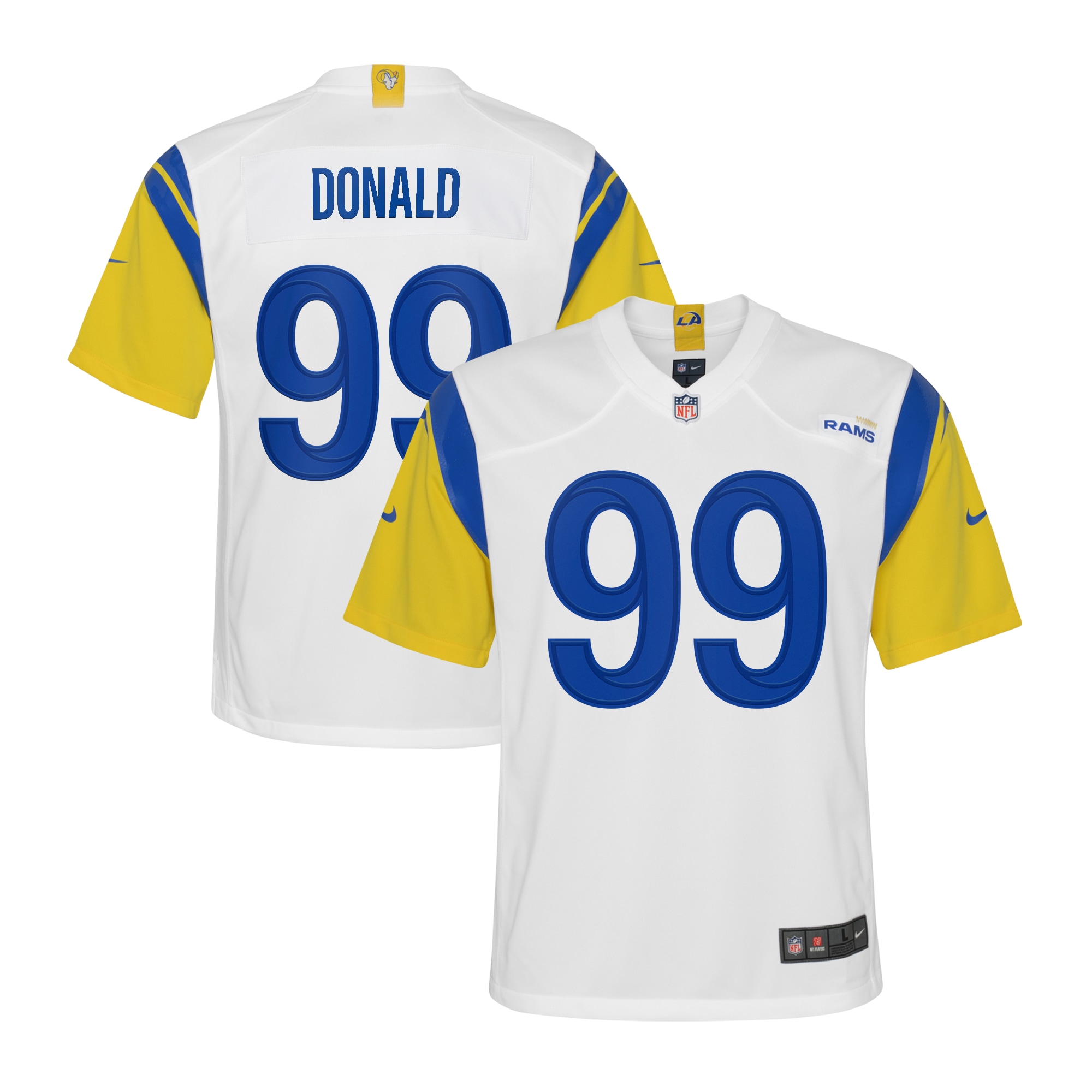 Youth Los Angeles Rams Aaron Donald White Game Jersey