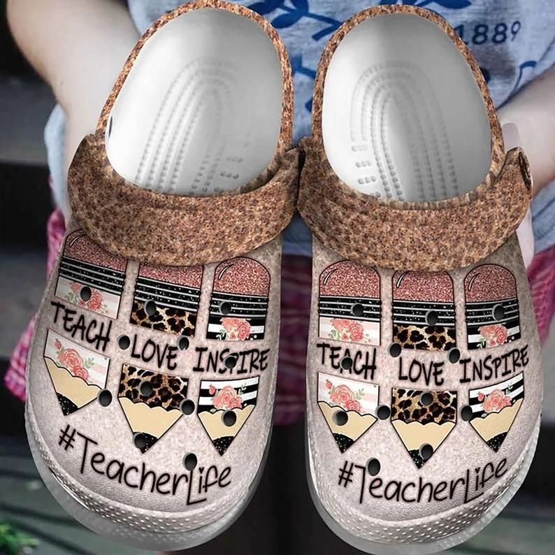 Teacher Life Teach Love Inspire Teacher Rubber clog Shoes Comfy Footwear