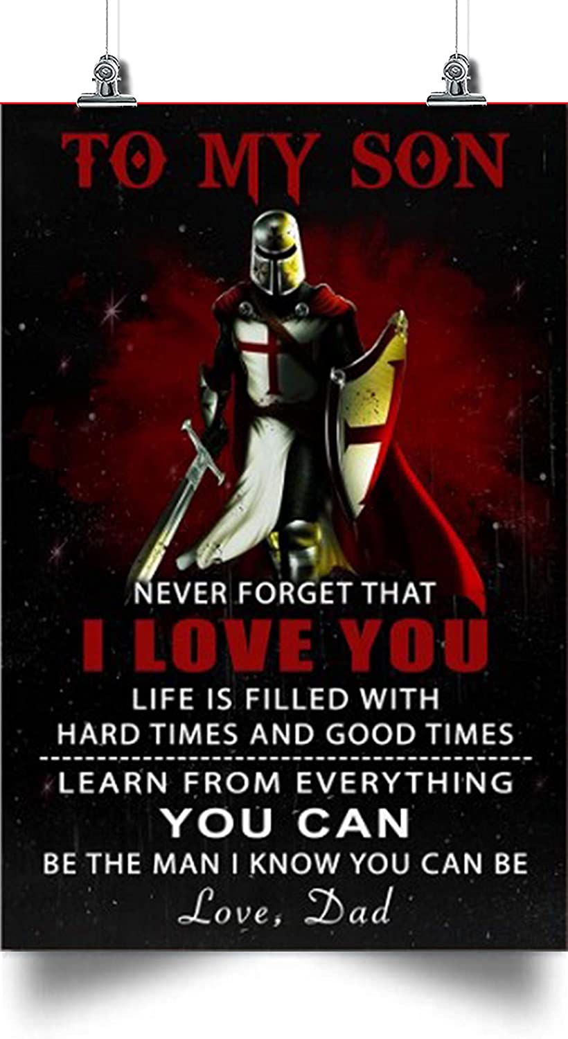 Knight Templar Poster – DAD to Son – I Love You – Beautiful Poster is Best Gift for Son from Dad or Mom