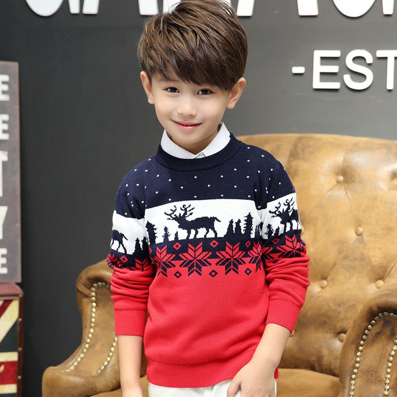 Baby Clothes Autumn Long Sleeve Cartoon Sweater Kids Boys Double Thickening Pullover Sweater Girl Knitted Sweater Christmas Tops alx