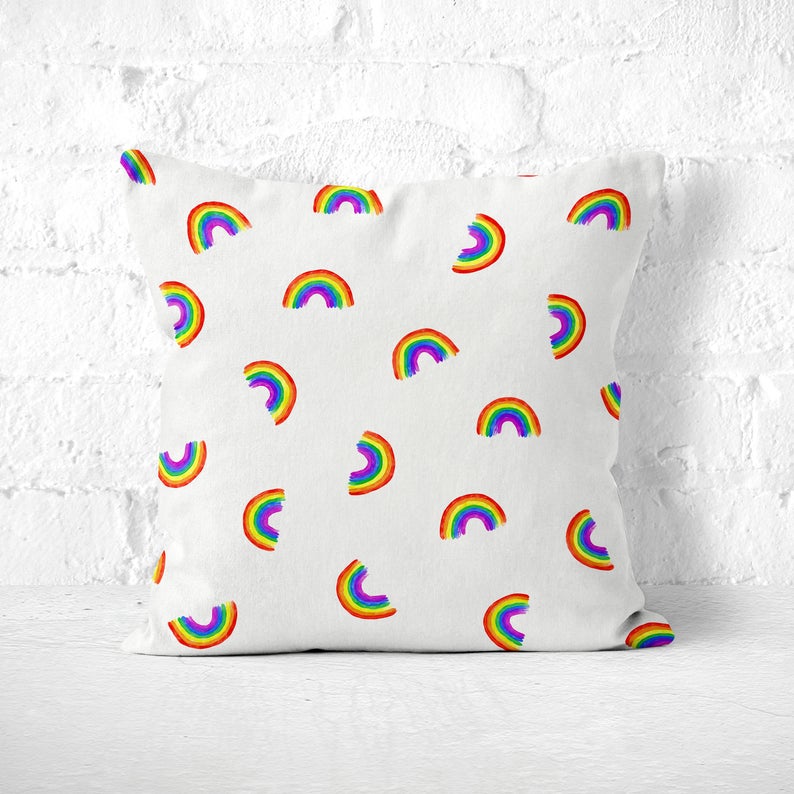 Rainbow Pillow, Cute Throw Cushion, Colorful Decor, Lgbt Pride Home Decor