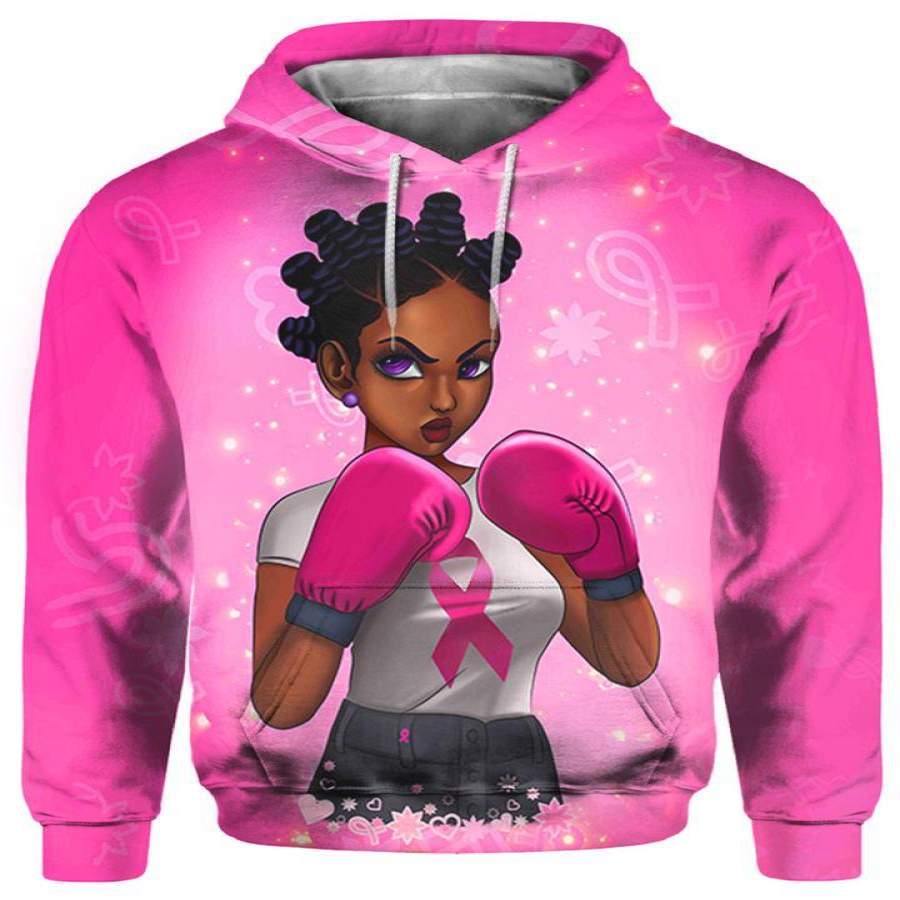 Breast The Cancer Fight Like A Girl Skull Hoodie 3D All Over Print