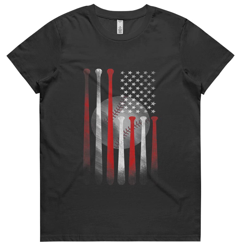 American Flag Vintage Baseball Flag , Dad, Mom Womens Tshirts