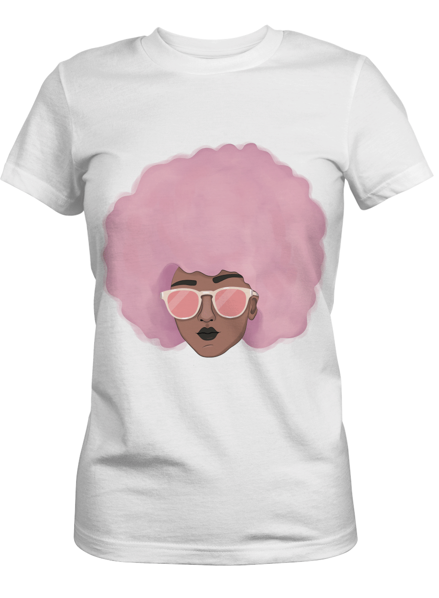 Shirt For Black Girl Afro Color Pink Art Shirt For African American Girl