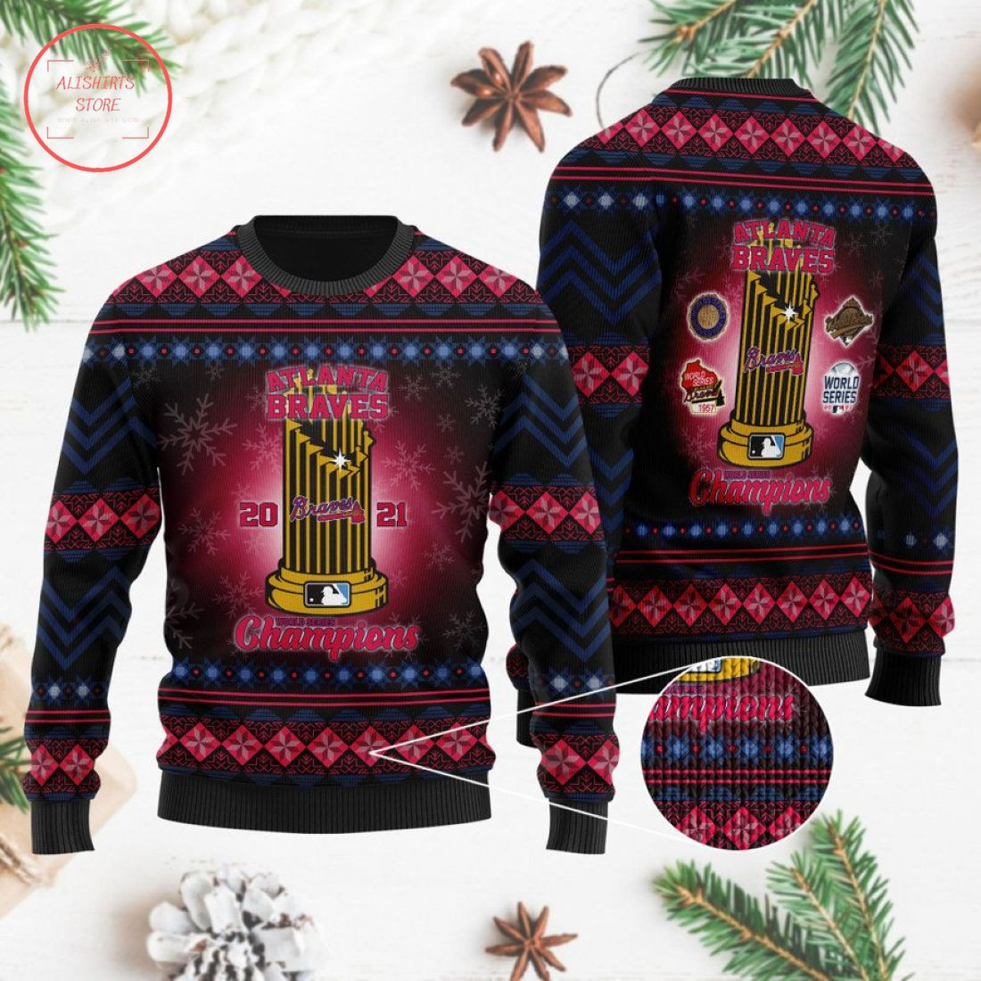 Atlanta Braves 2021 World Series Champions Ugly Christmas Sweater