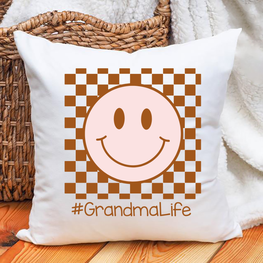 Grandma Life Smiley Face Indoor Pillow