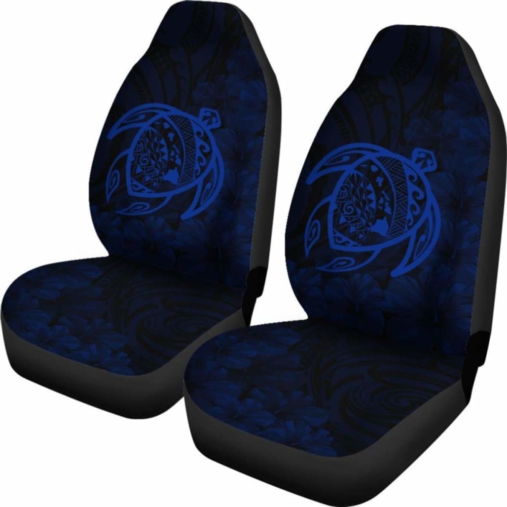 Alohawaii Car Seat Covers – Hawaii Turtle Map Hibiscus Poly Blue – New Awesome 091114