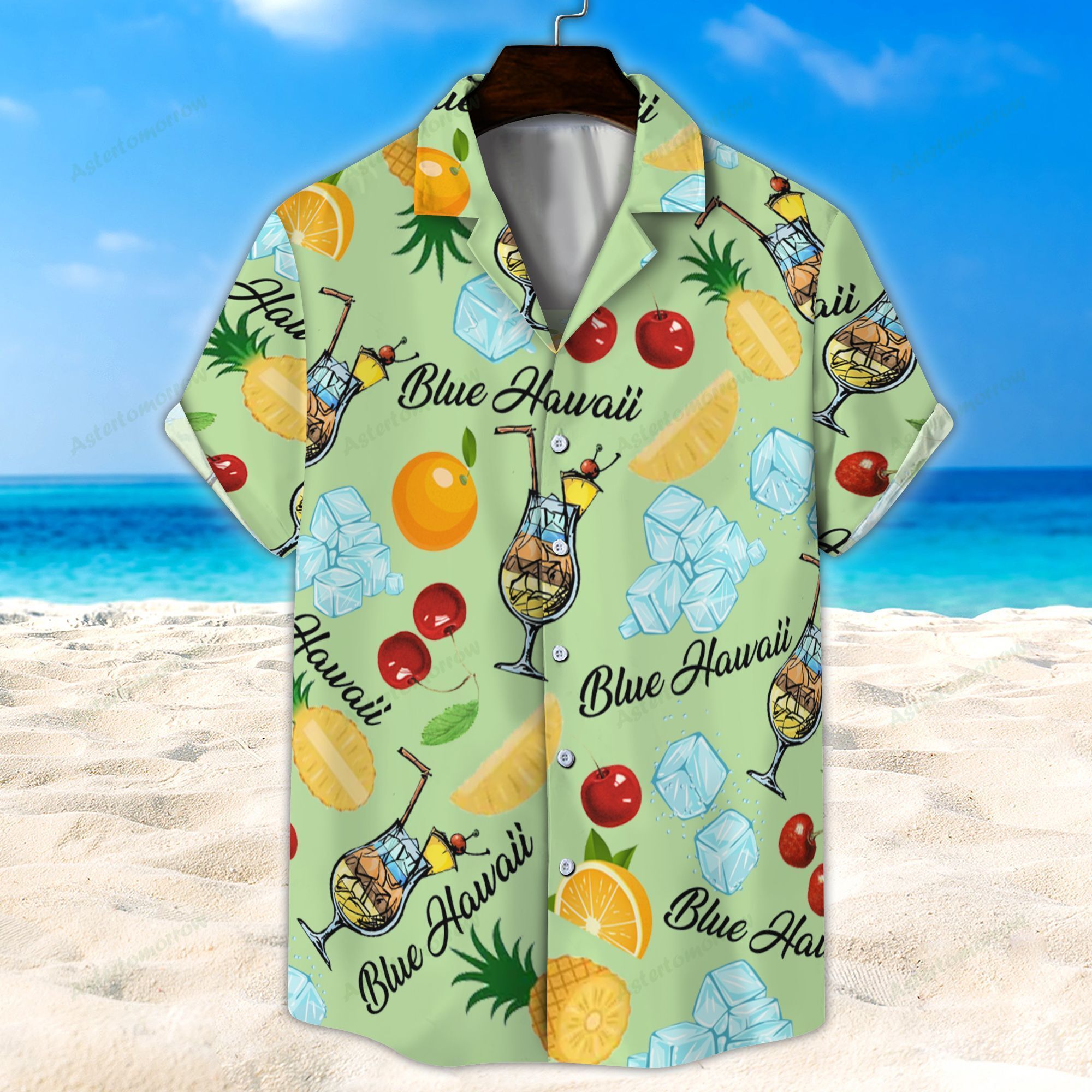 Blue Hawwai Unisex Hawaiian Shirt Beach Cocktail Hawaiian Ha77729