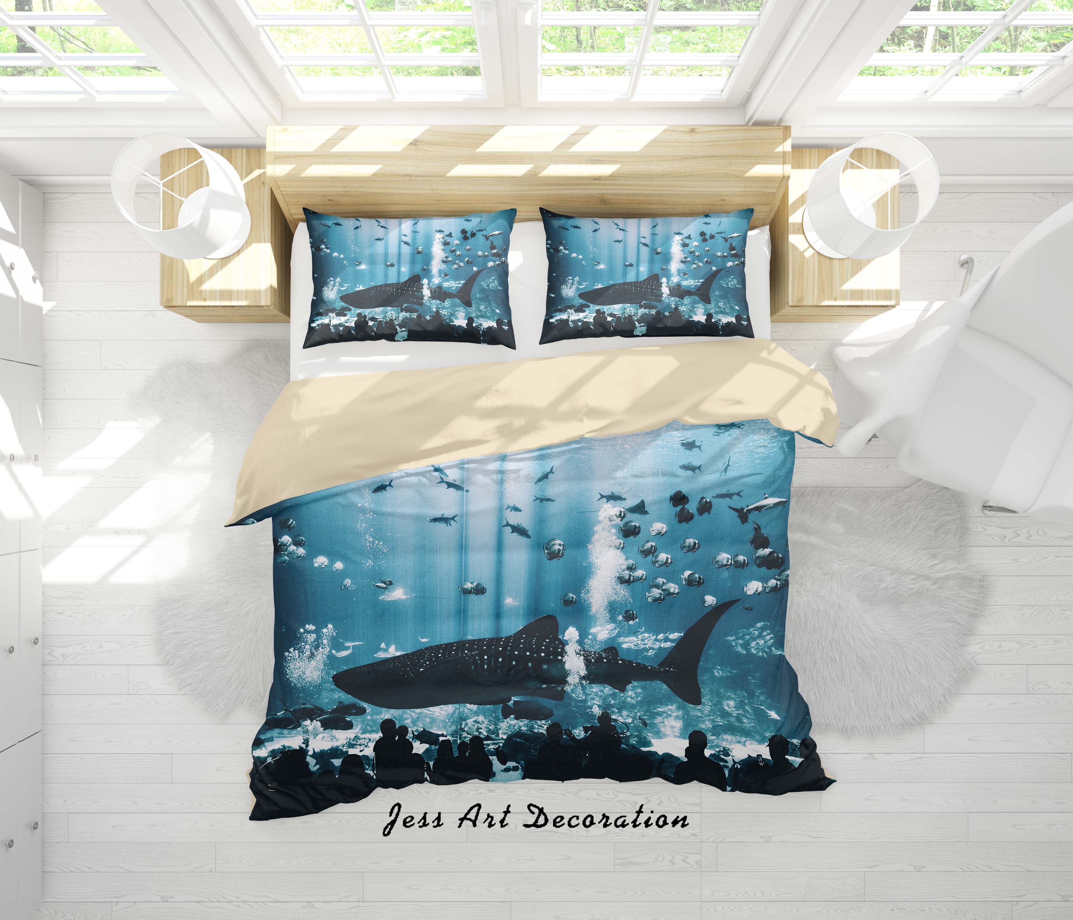 3D Aquarium Shark Quilt Cover Set Bedding Set Duvet Cover Pillowcases A109 Lqh