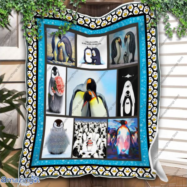 I Love Penguins Quilt Blanket