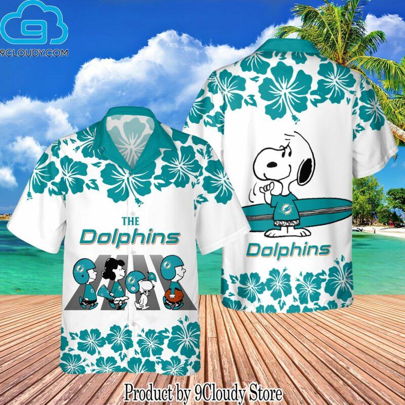 Miami Dolphins Nfl The Peanuts Snoopy Casual Hawaiian Aloha Shirts