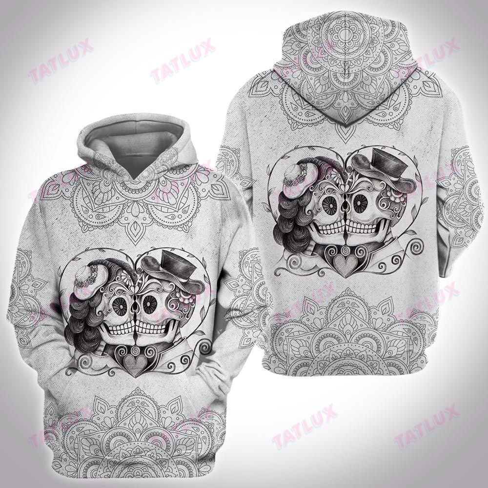 Mandala Skull Couple 3D All Over Printed Shirt, Sweatshirt, Hoodie, Bomber Jacket Size S – 5Xl