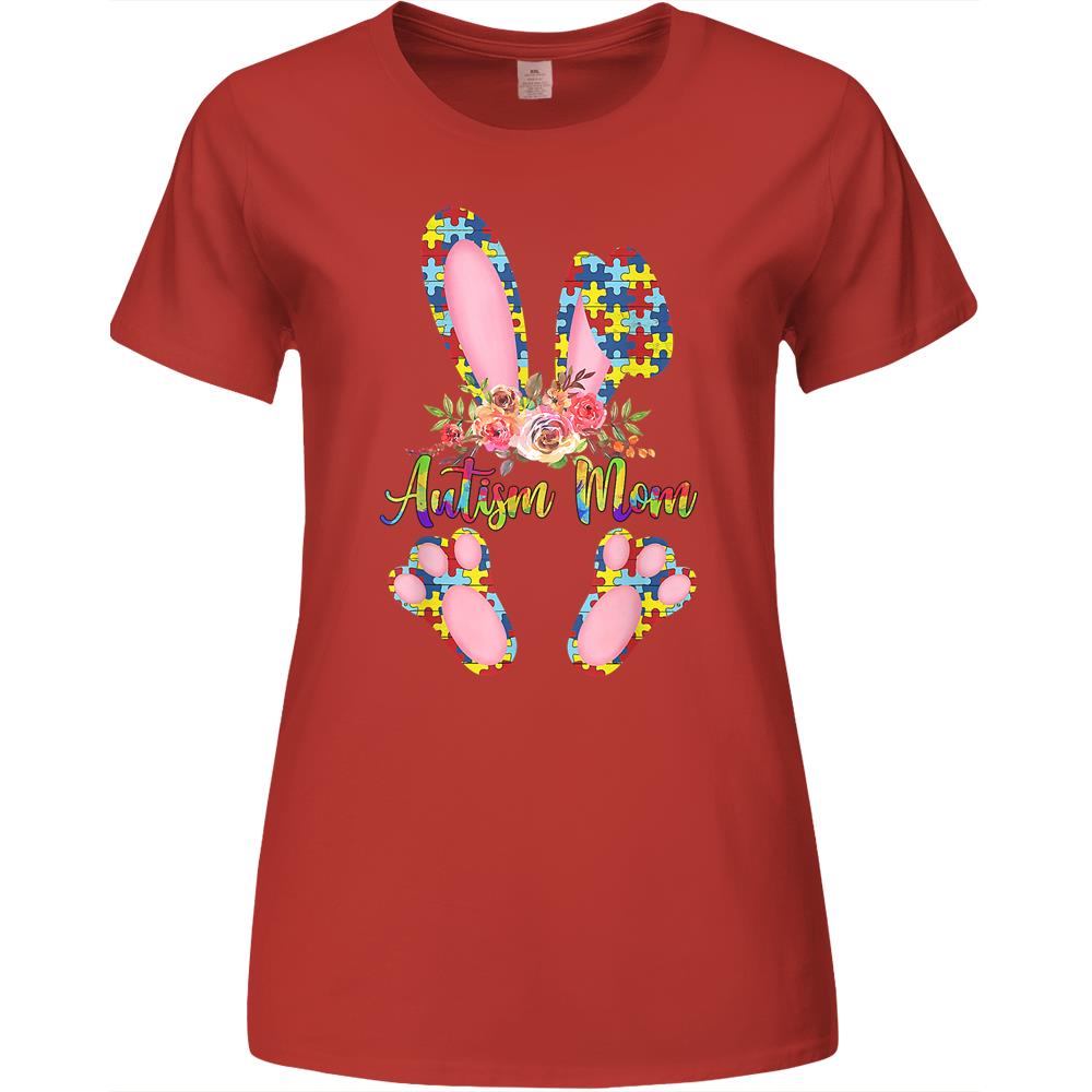 Autism Mom Cute Bunny Easter Autism Awareness Month Premium Womens Tshirts