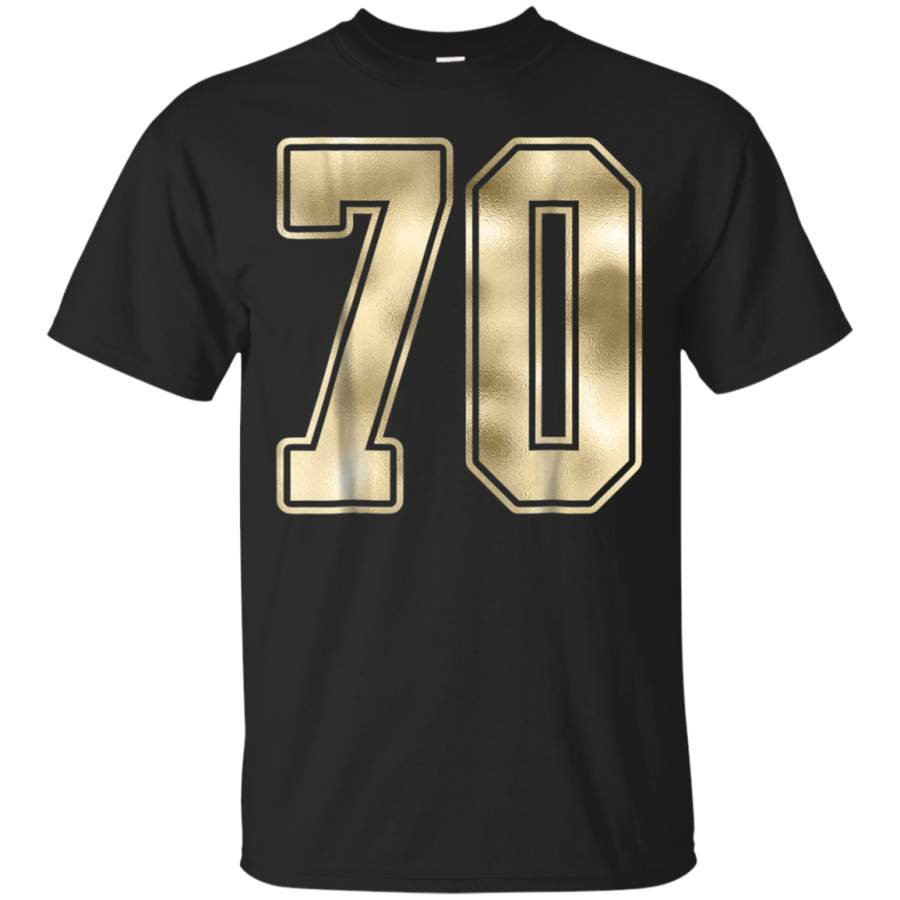 AGR 70 White Outline Number 70 Sports Fan Gold T-Shirt