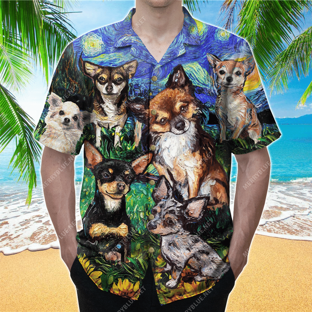 Chihuahua Hawaii Button Up Shirt Aloha Ha39985