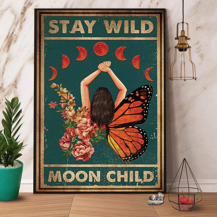 Witch stay wild moon child retro Halloween paper poster no frame/ wrapped canvas wall decor full size