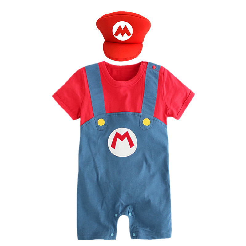 1-2Y Baby Super Mari Bros Cosplay Dance Costume Set Child Anime Funny Party Gift Hat alx