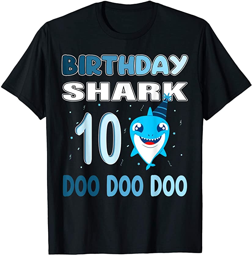 baby shark birthday shirt 10 Birthday party boys 10th B-day T-Shirt