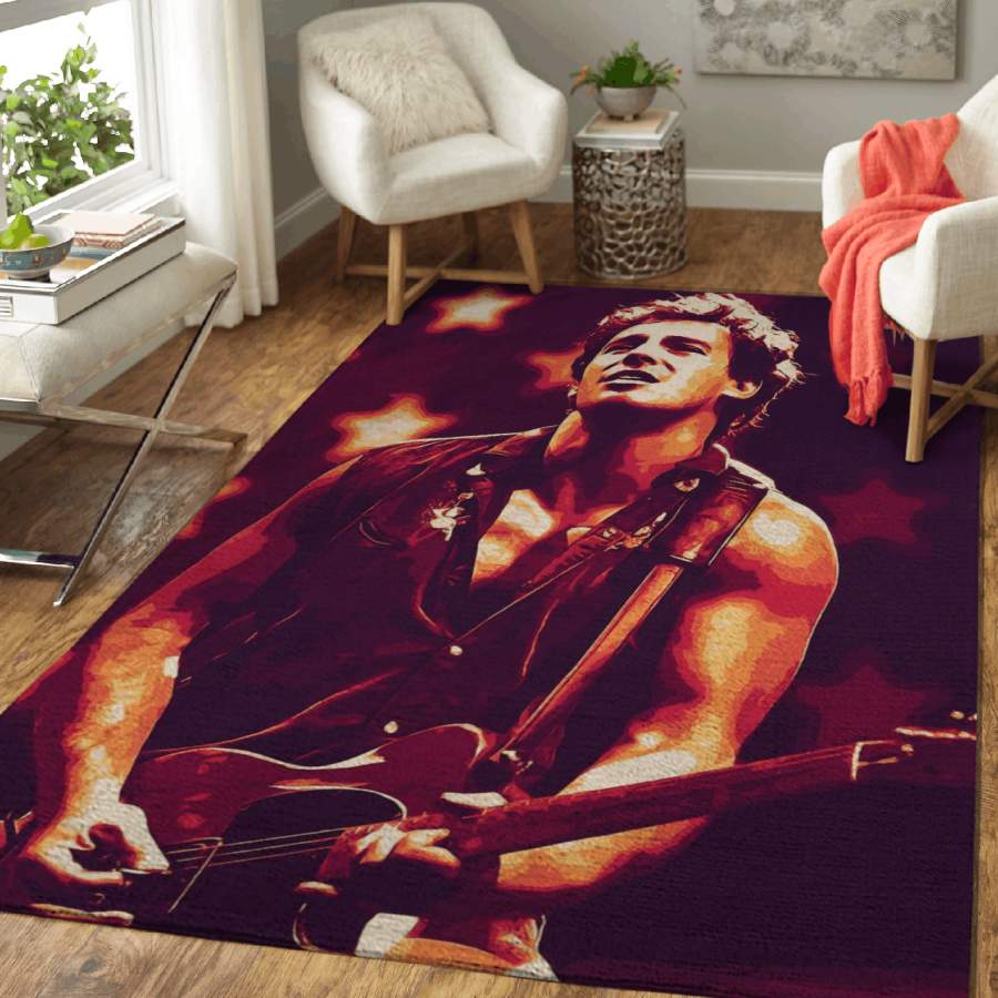 Bruce Springsteen Guitaris Pop Art For Fans Area Rug