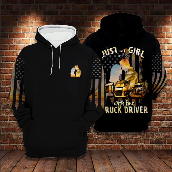 Just A Girl In Love With Her Truck Driver Us Unisex Size Hoodie