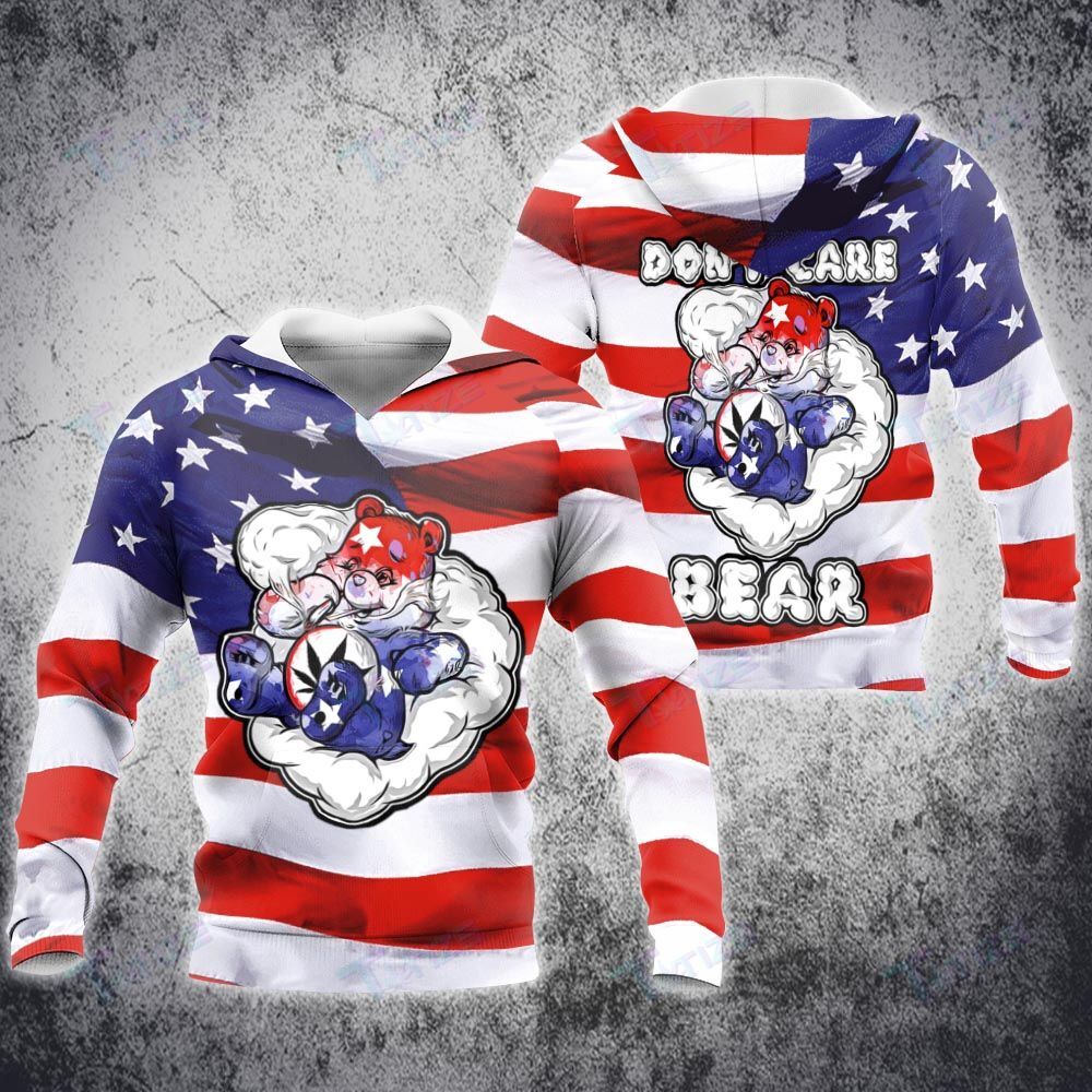 Weed Bear American Flag independence 4th july 3D All Over Printed Shirt, Sweatshirt, Hoodie, Bomber Jacket Size S – 5XL