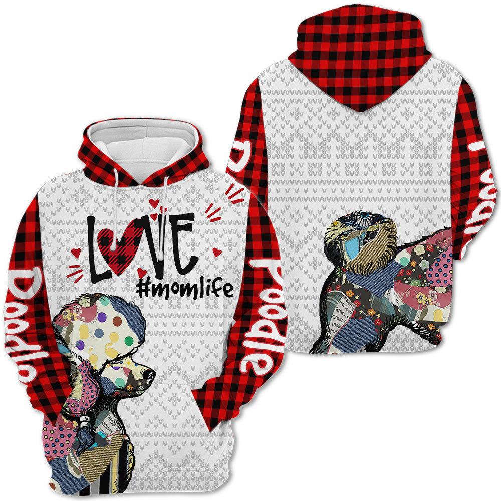 H Poodle Collie Love Mom Life Christmas 3D All Over Printed Shirt