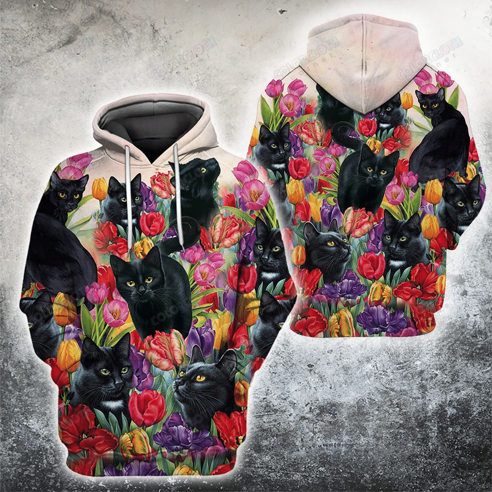 Flower Black Cats 3D Shirts Tv115011