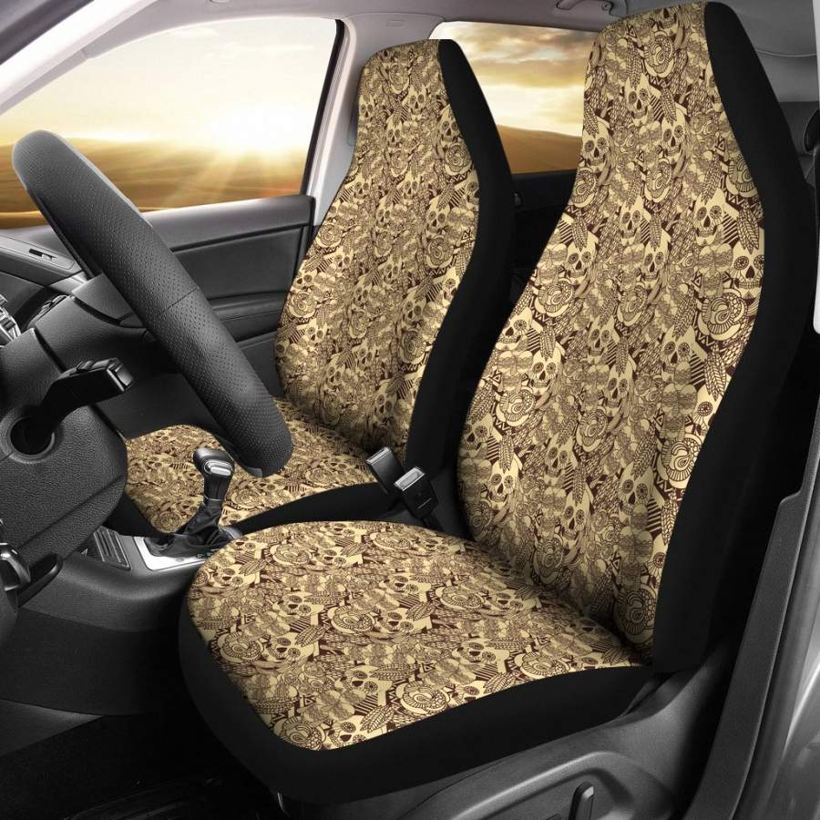 Monochrome Mexican Skull Car Seat Covers - TattoosCafe