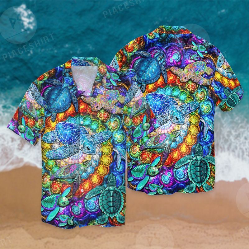 Colorful Turtle Sea Current Nature Fashionable Full Print Hawaii Shirt Ha79343