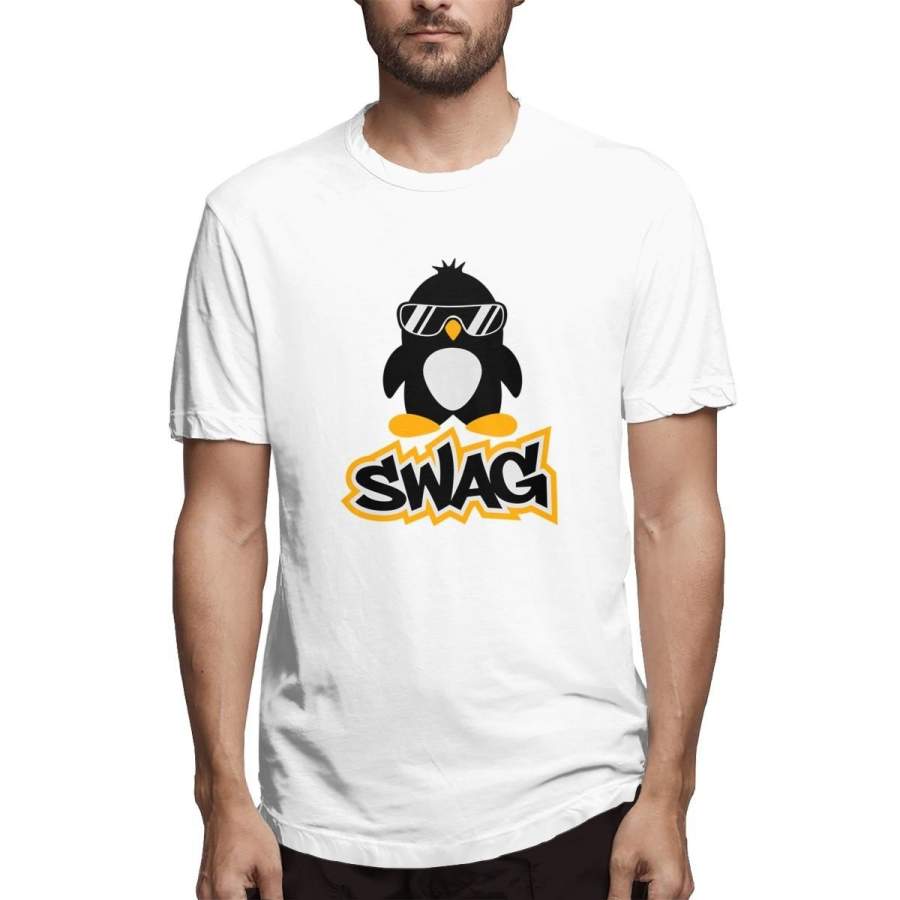 Fashion Summer Men’s Cotton T-shirt Swag Penguin Graphic T-shirt Printed Plus-size Men’s Short Sleeve T-shirt Summer Tops